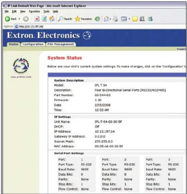 Extron IPL T S6 - Connecting via the Web server pages - 2