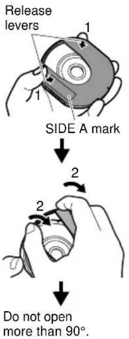 Release levers SIDE A mark Do not open more than 90°.
