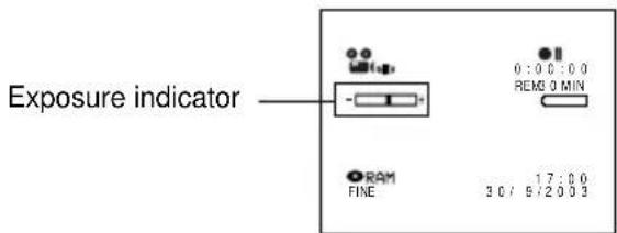Exposure indicator 0:00:00 REM 0 MIN RAM FINE 17:00 30/5/2003