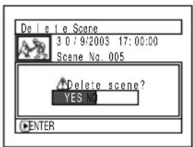De la le Scene 3 0 / 9/2003 17:00:00 Scene No. .005 Delete scene? YES ENTER