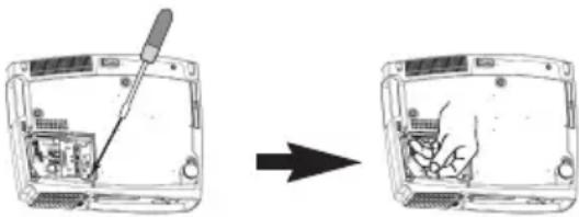 Diagram showing a device being inserted into a device, with a hand holding the internal components (no text or symbols present)
