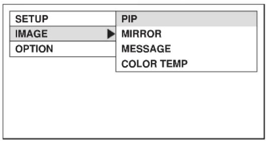 SETUP IMAGE OPTION PIP MIRROR MESSAGE COLOR TEMP