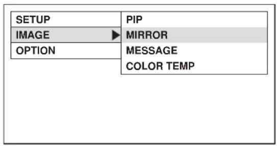 SETUP IMAGE OPTION PIP MIRROR MESSAGE COLOR TEMP