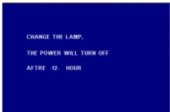 CHANGE THE LAMP, THE POWER WILL TURN OFF AFTRE -12- HOUR