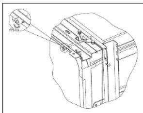 Technical diagram showing a mechanical assembly with labeled parts and an inset detail view.