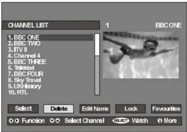 HITACHI L26HR1U - Deleting the channels in the channel list - 1