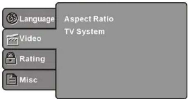 Language Aspect Ratio TV System Video Rating Misc