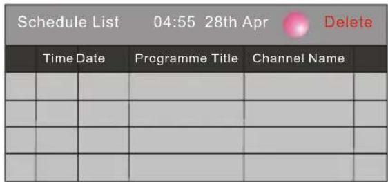 Schedule List 04:55 28th Apr Delete Time Date Programme Title Channel Name | | | | | | | | | | | | | | | | | | | | | | | |