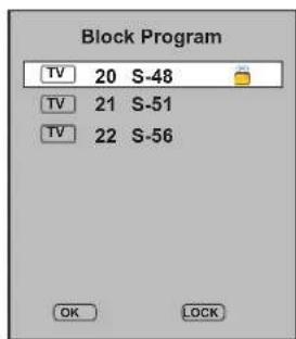 Block Program TV 20 S-48 TV 21 S-51 TV 22 S-56 OK LOCK