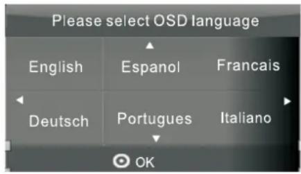 Please select OSD language English Espanol Francais Deutsch Portugues Italiano OK