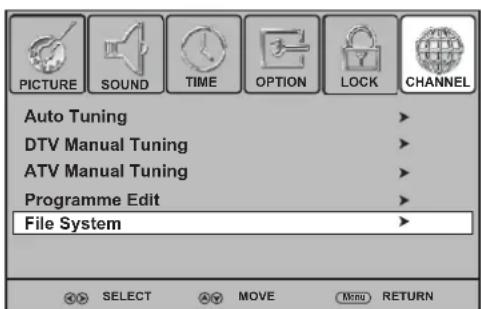 Palsonic TFTV663R - Checking file system of the external memory device - 1