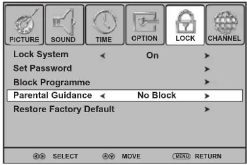 Palsonic TFTV663R - Setting parental ratings - digital only - - 1