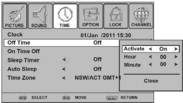 Palsonic TFTV663R - Setting OFF timer - 1