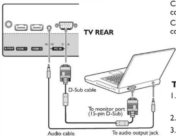 Palsonic TFTV663R - To play from the component video device: - 1