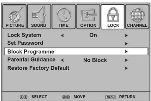 Palsonic TFTV663R - To set or change the child lock password - 1