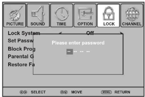 Palsonic TFTV663R - Setting Child and Rating Locks - 1