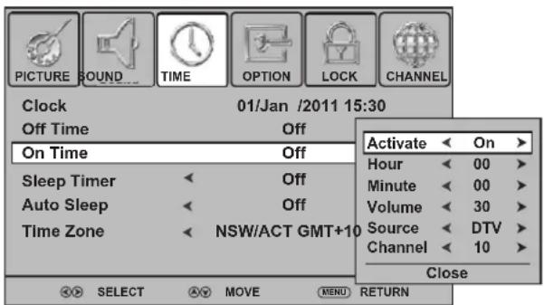 Palsonic TFTV663R - Setting ON timer - 1