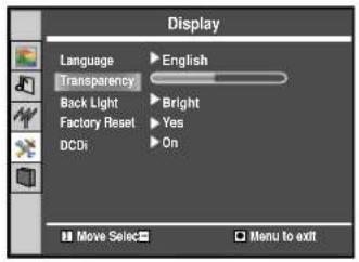 Palsonic TFTV535WS - Adjusting Menu Transparency - 1