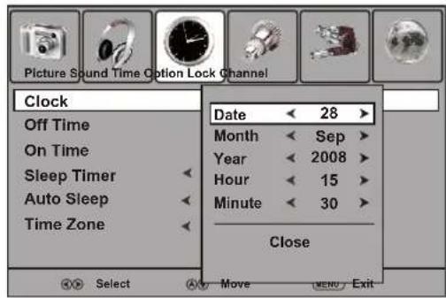 Palsonic TFTV490PWHD - Current Time Setup - 1