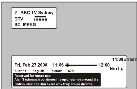Palsonic TFTV490PWHD - Displaying the Information Banner - 1