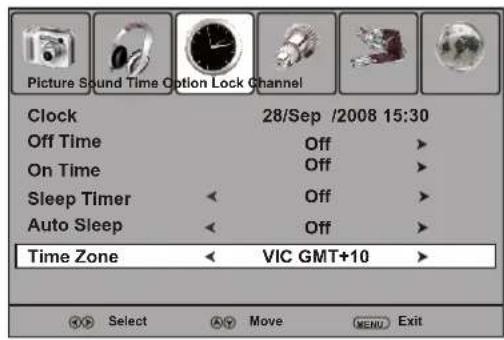 Palsonic TFTV490HD - Time Zone Selection - 1