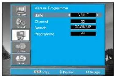 Palsonic TFTV106HDT - Searching for channel in the Manual Programme Menu - 2