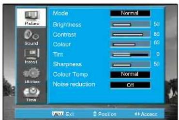 Palsonic TFTV106HDT - Select "PICTURE" by pressing the "MENU" button. - 2
