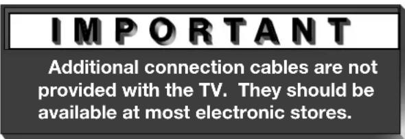 IMPORTANT Additional connection cables are not provided with the TV. They should be available at most electronic stores.