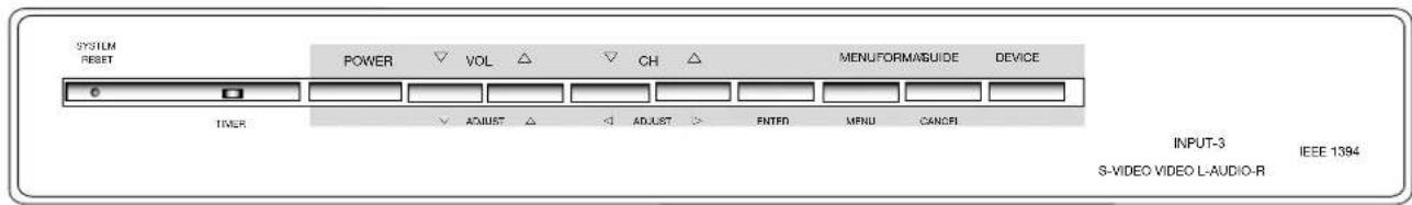SYSTEM RESET POWER VOL CH MENUFORMAGUIDE DEVICE TIMER ADJUST ADJUST FENTEN MENU CANCE INPUT-3 IEEE 1394 S-VIDEO VIDEO L-AUDIO-R