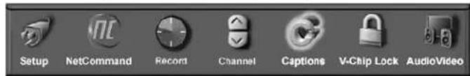 Setup NetCommand Record Channel Captions V-Chip Lock AudioVideo