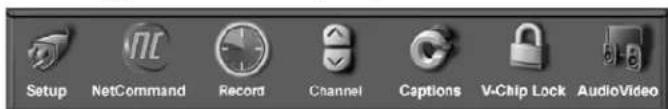Setup NetCommand Record Channel Captions V-Chip Lock AudioVideo