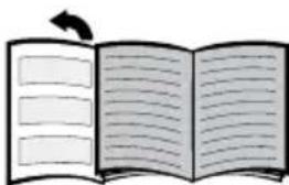 Illustration of an open book with blank pages and a bookmark (no text or symbols visible)