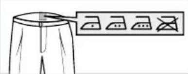 Line drawing of a pair of shorts with a pointer and four inset icons (no text or symbols)