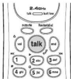2.4GHz talk batt low remote Rocketial vol talk end 1 2 abc 3 def 4 ghi 5 ju 6 mno