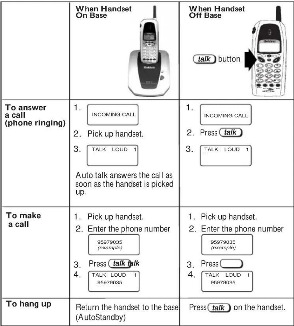 UNIDEN DS 805 - MAKING AND RECEIVING CALLS - 3