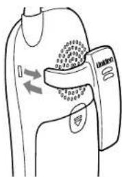Diagram of a medical device with labeled parts and directional arrows indicating movement or force