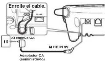 Enrolle el cable. AI chenchue CA AI CC IN 9V Adaptador CA (suminiistrado)