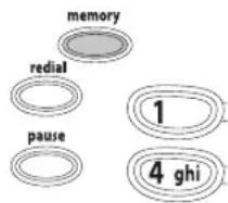 memory redial pause 1 4 ghi