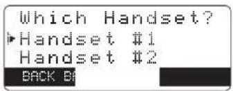 Which Handset? ▶Handset #1 Handset #2 BACK BY