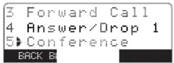 3 Forward Call 4 Answer/Drop 1 5 Conference BACK BI