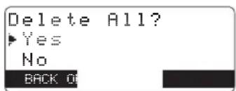 Delete All? ▶ Yes No BACK 0