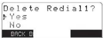 Delete Redial1? Yes No BACK B