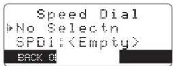 Speed Dial ►No Selectn SPDI: BACK 0