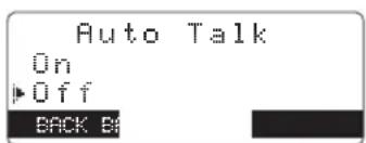 Auto Talk On Off BACK BY