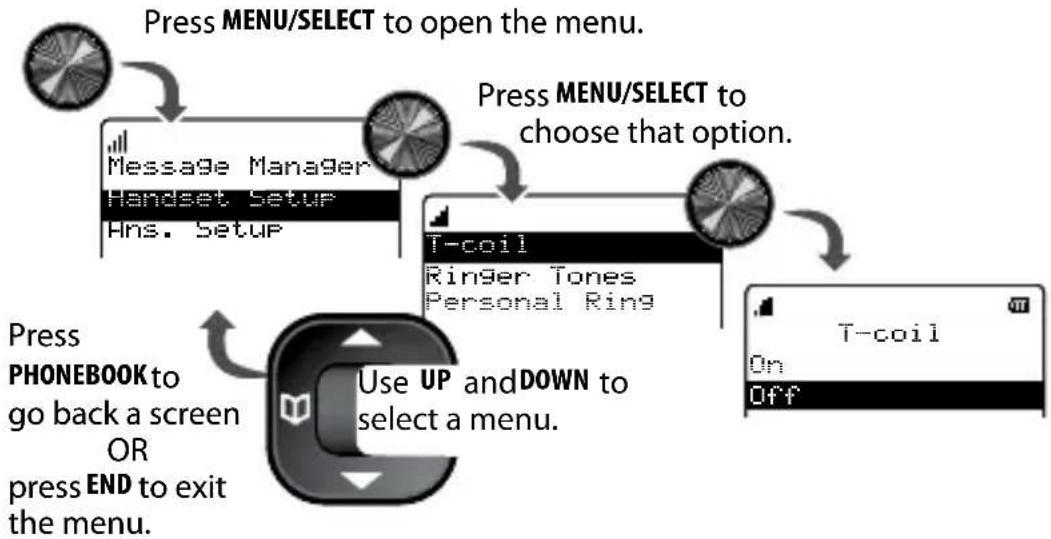 UNIDEN D2280 - Using the Handset Menu - 1