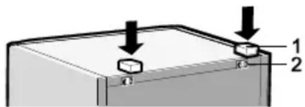 Diagram showing a mechanical component with labeled parts 1 and 2, and directional arrows indicating movement or force.