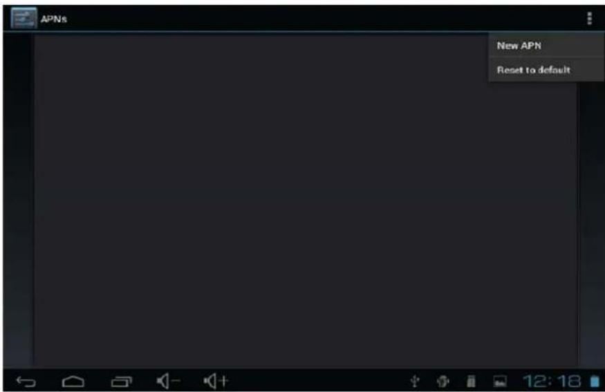 APNs New APN Reset to default