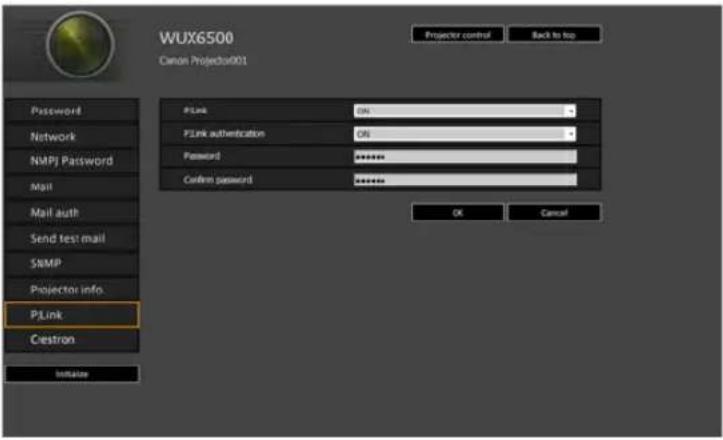 CANON REALiS WX6500 D - Setting PJLink [PJLink] - 1