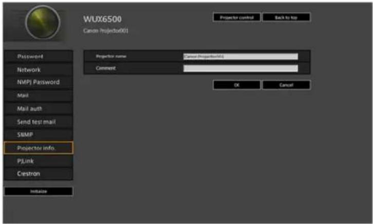 CANON REALiS WX6500 D - Setting Projector Information [Projector info.] - 1
