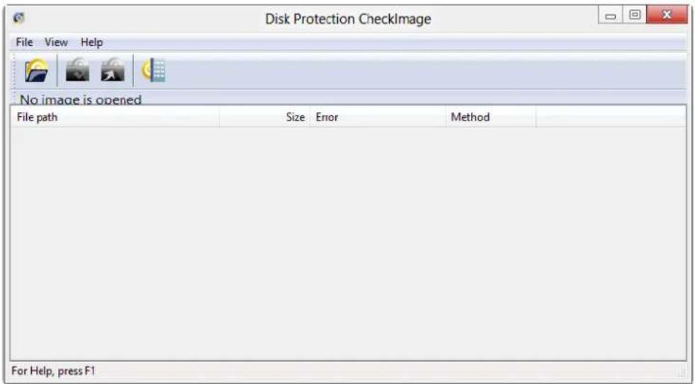 Disk Protection CheckImage File View Help No image is opened File path Size Error Method For Help, press F1